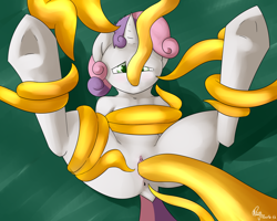 Size: 2390x1909 | Tagged: explicit, artist:ciderdrop, sweetie belle, anus, blushing, clitoris, double penetration, female, foalcon, g4, imported from derpibooru, multiple penetration, nudity, oral, penetration, presenting, sex, solo, solo female, tentacle blowjob, tentacle porn, tentacles, tentacles on female, underhoof, vagina, vaginal, vulva