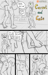 Size: 1300x2000 | Tagged: explicit, artist:smudge proof, anthro, apron, ass, butt, carrot and cake, carrot cake, casual nudity, clothes, comic, dilf, erection, feet, foalcon, g4, gay, horsecock, imported from derpibooru, male, nudist, nudist camp, nudist colony, nudity, patreon, penis, plantigrade anthro, public, sauerkraut, sausage fest, show accurate clothing, sketch, snails, source needed, useless source url
