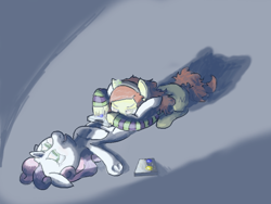 Size: 800x600 | Tagged: explicit, artist:moreorless, sweetie belle, oc, oc:vivian james, canon x oc, clover, cunnilingus, earth pony, female, filly, foal, foalcon, four leaf clover, g4, imported from derpibooru, lesbian, looking pleasured, mare, nudity, on back, open mouth, oral, pony, sex, shipping, unicorn