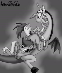Size: 1700x2005 | Tagged: explicit, artist:anibaruthecat, scootaloo, balls, blowjob, discord, female, foalcon, g4, grayscale, imported from derpibooru, licking, licking cock, male, monochrome, nudity, oral, penis, spread wings, straight, tail pull, wings