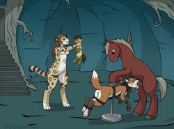 Size: 2500x1850 | Tagged: explicit, semi-grimdark, artist:clippypony, oc, oc:clippy, oc:risky lottery, anus, balls, basement, blowjob, bondage, breasts, breathplay, butt, choking, dungeon, female, foalcon, furry, genitals, horsecock, imported from derpibooru, male, nipples, nudity, oc only, oral, penis, plot, pony, restrained, straight, strangling, vulva