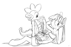 Size: 1066x702 | Tagged: explicit, artist:tg-0, spike, twilight sparkle, arm hooves, bipedal, crotchboobs, examination, female, foalcon, for science, g4, imported from derpibooru, male, measuring, monochrome, nipples, nudity, paper, penis, pony, quill, semi-anthro, ship:twispike, shipping, straight, tube top, vernier caliper, vulva