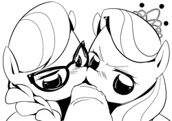 Size: 1024x722 | Tagged: explicit, artist:moka, diamond tiara, silver spoon, blowjob, cute, cute porn, double blowjob, female, foalcon, g4, grayscale, imported from derpibooru, just the tip, male, male pov, monochrome, multiple blowjob, nudity, offscreen character, oral, penis, pov, simple background, straight