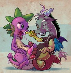 Size: 2500x2571 | Tagged: explicit, artist:computer olympics, spike, anal, anal orgasm, butt to butt, clawjob, cum, cumming, cute, cute porn, dildo, discord, doubleheaded dildo, dragon, facial, foalcon, frottage, g4, gay, handjob, high res, imported from derpibooru, lube, male, mutual masturbation, nudity, orgasm, penis, sex toy, ship:dispike, shipping