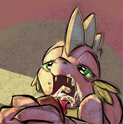 Size: 947x950 | Tagged: explicit, artist:computer olympics, spike, blowjob, creampie, cum, cum in mouth, cumming, dragon, foalcon, g4, gay, handjob, imported from derpibooru, interspecies, licking, male, male pov, offscreen character, open mouth, oral, oral creampie, pov, sex, tongue out