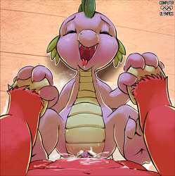 Size: 1800x1807 | Tagged: explicit, artist:computer olympics, spike, big macintosh, cloaca, dragon, earth pony, foalcon, g4, gay, genital slit, genital slit penetration, happy sex, imported from derpibooru, interspecies, male, male pov, nudity, offscreen character, penetration, penis, pony, pov, reasonably sized genitals, ship:spikentosh, shipping, stallion