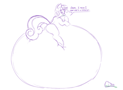 Size: 3037x2228 | Tagged: explicit, artist:badgerben, sweetie belle, belly, belly bed, dialogue, female, foalcon, g4, high res, hyper, hyper preggy belle, hyper pregnancy, imported from derpibooru, impossibly large belly, nudity, potion, preggy belle, pregnant, pregnant expansion, pregnant foal, solo, solo female, source needed, vulva