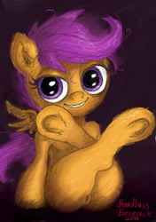 Size: 1274x1807 | Tagged: explicit, artist:headless horsecock, scootaloo, female, foalcon, g4, imported from derpibooru, nudity, solo, solo female, underhoof, vagina