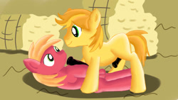 Size: 1280x720 | Tagged: explicit, artist:jbond, big macintosh, braeburn, colt, colt on colt, earth pony, foal, foalcon, g4, gay, imported from derpibooru, lying down, male, missionary position, nudity, penis, pony, reasonably sized genitals, reverse foalcon, sex