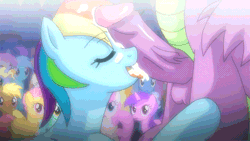 Size: 800x450 | Tagged: explicit, artist:fantasyblade, rainbow dash, spike, age difference, animated, balls, blowjob, cock worship, cum, dragon, earth pony, erection, exhibitionism, eyes closed, faceless male, facial, female, foalcon, g4, happy sex, horn, human penis, imported from derpibooru, interspecies, licking, licking cock, male, mare, nudity, observer, offscreen character, open mouth, oral, pegasus, penis, penis on face, pony, public sex, sex, sexy, ship:rainbowspike, shipping, smiling, stallion, straight, stupid sexy rainbow dash, tongue out, unicorn, wingless spike