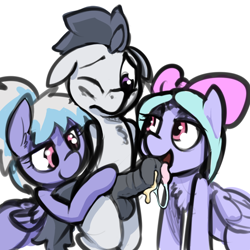 Size: 900x900 | Tagged: explicit, artist:whydomenhavenipples, balls, blowjob, blushing, cloudchaser, colt, cum, female, ffm threesome, flitter, foal, foalcon, g4, group sex, imported from derpibooru, just the tip, licking, licking cock, male, mare, mare on colt, nudity, oral, pegasus, penis, pony, rumble, rumble gets both the mares, sex, ship:flitterumble, ship:flitterumblechaser, ship:rumblechaser, straight, straight shota, threesome, tongue out