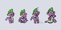 Size: 1200x600 | Tagged: explicit, artist:cobaltsynapse, spike, anus, butt, colored, colored sketch, cum, cumming, dragon, foalcon, g4, heart, imported from derpibooru, male, nudity, penis, rear view, solo, solo male