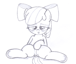 Size: 2088x1779 | Tagged: explicit, artist:an-tonio, apple bloom, cute, cute porn, female, filly, foal, foalcon, g4, imported from derpibooru, monochrome, nudity, solo, solo female, traditional art, vulva