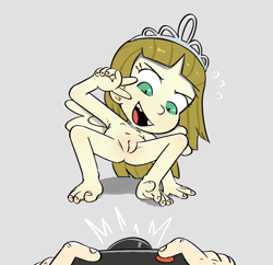 Size: 827x799 | Tagged: explicit, artist:sock-eater, camera, female, human, humanized, imported from twibooru, lolicon, nudity, offscreen character, peace sign, posing for photo, pov, smiling, smiling at you, underage, vulva, winged humanization, wings, zippoorwhill