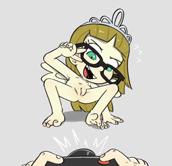 Size: 827x799 | Tagged: explicit, artist:sock-eater, camera, dead source, female, glasses, human, humanized, imported from twibooru, lolicon, nudity, offscreen character, peace sign, posing for photo, pov, smiling, smiling at you, underage, vulva, winged humanization, wings, zippoorwhill