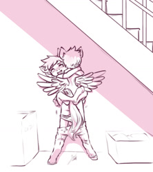 Size: 1300x1464 | Tagged: explicit, artist:aogami, scootaloo, anthro, female, imported from twibooru, lolicon, male, pegasus, rumble, sex, shotacon, underage, unguligrade anthro