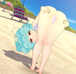 Size: 1113x1080 | Tagged: suggestive, beach, bent over, bikini, clothes, cozy glow, female, human, human coloration, humanized, imported from twibooru, koikatsu, leotard, lolicon, looking at you, one-piece swimsuit, swimsuit, thong leotard, underage