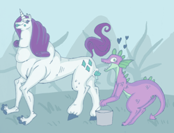 Size: 2135x1632 | Tagged: explicit, grotesque, artist:cherubfeet, rarity, spike, bucket, dead source, diamond, dragon, female, foalcon, g4, gem, heart, imported from derpibooru, male, nightmare fuel, poop, scat, sparkle poop, straight, wat, yum