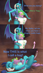 Size: 1920x3240 | Tagged: explicit, artist:papadragon69, spike, 3d, anthro, breasts, busty princess ember, comic, dragon, female, gauntlet of fire, hug, imported from twibooru, legs wrapped around, male, missionary position, nipples, nudity, princess ember, sex, shotacon, size difference, source filmmaker, straight, straight shota, underage