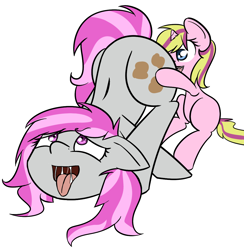 Size: 1151x1177 | Tagged: explicit, artist:getanadult, oc, oc:hired gun, oc:serenity (fallout equestria: heroes), ahegao, ass up, cunnilingus, drool, earth pony, earth pony oc, face down ass up, fallout equestria, fallout equestria: heroes, female, filly, foal, foalcon, horn, imported from derpibooru, lesbian, mare, mare on filly, oc only, oral, pony, unicorn, unicorn oc