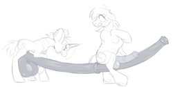 Size: 1624x819 | Tagged: explicit, artist:sb, balls, big macintosh, big penis, earth pony, foalcon, g4, gay, horsecock, hyper, hyper balls, hyper penis, hyper snails, imported from derpibooru, impossibly large balls, impossibly large penis, impossibly long penis, long penis, macinsnails, male, monochrome, nudity, penis, penis size difference, pony, size comparison, snails, snakecock, stallion