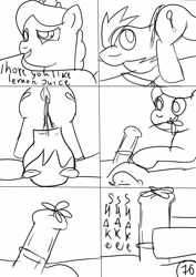 Size: 2480x3508 | Tagged: explicit, artist:jbond, diamond tiara, silver spoon, comic:applebuck, big macintosh, comic, earth pony, female, fetish, filly, flower, foal, foalcon, g4, high res, imported from derpibooru, lying down, male, monochrome, monologue, nudity, part of a set, penis, piss drinking, pissing, pony, shaking, sketch, sounding, stallion, talking, text, urine, watersports