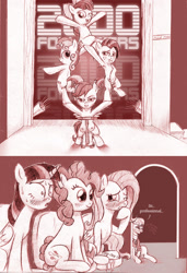 Size: 1000x1461 | Tagged: explicit, artist:jaxonian, apple bloom, babs seed, fluttershy, pinkie pie, scootaloo, sweetie belle, twilight sparkle, 2000 followers, alicorn, ask fapplebloom, big crotchboobs, bipedal, blushing, bottomless, butt, clopping, clothes, covering, crotchboobs, cutie mark crusaders, dialogue, earth pony, female, filly, foal, foalcon, freckles, funny, funny porn, g4, grin, huge crotchboobs, imported from derpibooru, looking at you, mare, masturbation, monochrome, ms. harshwhinny, nipples, nudity, oppai loli, pegasus, plot, pony, presenting, professionalism, scooter, show, sitting, spread wings, stage, stealth sex, sweat, unicorn, vaginal secretions, vulva, wings, wink