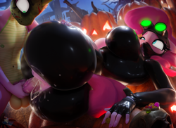 Size: 3840x2800 | Tagged: explicit, artist:hooves-art, pinkie pie, spike, art pack:pone and bone, 3d, 4k, anthro, balloonbutt, blender, bodysuit, breasts, busty pinkie pie, butt, clothes, creampie, cum, dragon, dragon dick, duo, female, fingerless gloves, g4, gloves, halloween, high res, holiday, imported from twibooru, interspecies, latex, latex suit, male, mask, nudity, penis, pinkiespike, shipping, shotacon, size difference, skintight clothes, spy, straight, straight shota, stupid sexy pinkie, suit, the ass was fat, underage