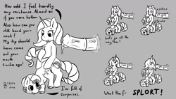 Size: 1760x1000 | Tagged: explicit, artist:sengrisane, oc, cum, facial, foalcon, funny porn, futa, futa oc, imported from derpibooru, intersex, monochrome, now you're thinking with portals, oc only, portal, sex, wat