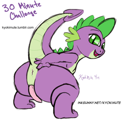 Size: 920x920 | Tagged: explicit, artist:kyokimute, spike, anus, butt, dragon, foalcon, g4, imported from derpibooru, male, nudity, penis, plot, solo, solo male