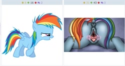 Size: 805x427 | Tagged: explicit, artist:neko-me, rainbow dash, anatomically correct, anus, butt, butt only, cervix, clitoris, derpibooru, detailed vagina, dock, eyes on the prize, female, filly, filly rainbow dash, foal, foalcon, g4, gaping, heart clitoris, implied twilight sparkle, imported from derpibooru, juxtaposition, juxtaposition win, looking at butt, magic, magical spreading, magical stimulation, mare, meta, nudity, pegasus, plot, ponut, pony, solo, solo female, spread pussy, spreading, urethra, vagina, vulva, vulvar winking