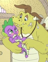 Size: 791x1024 | Tagged: explicit, artist:nelson88, spike, balls, blushing, crossover, dragon, dragon tales, foalcon, g4, gay, handjob, imported from derpibooru, male, nudity, penis, quetzal, size difference, wingless spike