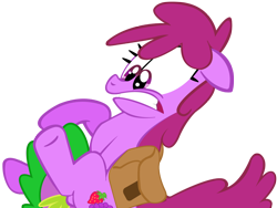 Size: 1470x1106 | Tagged: questionable, artist:masterrottweiler, spike, berry punch, earth pony, edit, foalcon, g4, imported from derpibooru, love, pony, ship:berryspike, shipping, spread legs, strategically covered