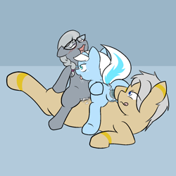 Size: 1250x1250 | Tagged: explicit, artist:shenhibiki, silver spoon, oc, oc:dazzle, oc:shenhibiki, anus, bisexual, blushing, canon x oc, cum, female, foalcon, g4, glasses, group sex, imported from derpibooru, insertion, lesbian, male, nudity, penetration, sex, straight, threesome, vagina, vaginal