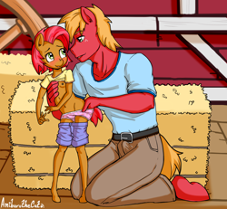 Size: 3720x3437 | Tagged: questionable, artist:anibaruthecat, babs seed, age difference, anthro, applecest, belly button, big mcintosh, blushing, breasts, butt, clothes, cousin incest, cousins, crotch bulge, delicious flat chest, duo, duo male and female, earth pony, erection, erection under clothes, female, grope, imported from twibooru, incest, indoors, lolicon, male, nipples, nudity, panties, penis, size difference, tenting, underage, underwear, unguligrade anthro