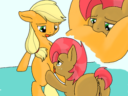 Size: 680x512 | Tagged: explicit, artist:vulapa, applejack, babs seed, age difference, anus, applecest, butt, cousin incest, cousins, cunnilingus, duo, duo female, earth pony, female, filly, foal, foalcon, g4, imported from derpibooru, incest, lesbian, mare, mare on filly, nudity, oral, plot, ponut, pony, sex, ship:jackseed, vulva