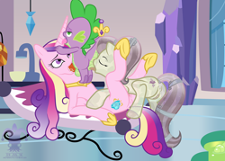Size: 2000x1433 | Tagged: explicit, artist:blargsnarf, spike, ahegao, alicorn, analingus, analingus on male, anus, balls, blowjob, creampie, crystal pony, crystal spa, cum, cum in mouth, cumming, dragon, dragon on pony action, earth pony, eyes closed, female, female on male, female on male analingus, fleur de verre, foalcon, g4, group sex, hand on head, hands on head, holding head, hoof shoes, horn, horn licking, hornjob, imported from derpibooru, indoors, infidelity, interspecies, licking, male, nudity, on back, open mouth, oral, oral creampie, penis, ponut, pony, pony on dragon action, princess cadance, princess shoes, raised tail, sex, ship:spike de verre, ship:spikedance, ship:verredance, shipping, show accurate, show accurate porn, spike gets all the mares, straight, threesome, tongue out, vulva, wingless spike