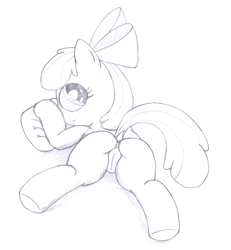 Size: 2200x2379 | Tagged: explicit, artist:an-tonio, apple bloom, anus, female, foalcon, g4, high res, imported from derpibooru, monochrome, nudity, solo, solo female, traditional art, vulva
