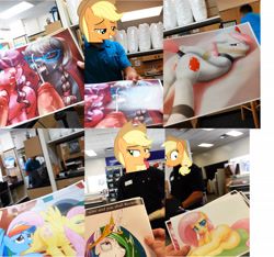 Size: 2628x2462 | Tagged: explicit, applejack, diamond tiara, fluttershy, princess celestia, rainbow dash, silver spoon, blowjob, cum, fedex, foalcon, g4, high res, human, imported from derpibooru, irl, irl human, nudity, nurse redheart, oral, penis, photo, print, public, sex, store, united parcel service, ups, vagina, various artists