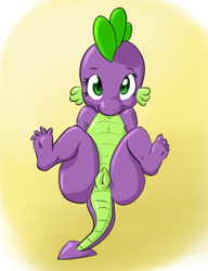 Size: 649x844 | Tagged: explicit, artist:cybermananon, spike, barb, barbabetes, canine vulva, cute, cute porn, dragon, female, foalcon, g4, genitals, imported from derpibooru, looking at you, nudity, presenting, rule 63, rule63betes, solo, solo female, spread legs, vulva
