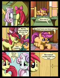 Size: 980x1268 | Tagged: explicit, artist:cobramcjingleballs, apple bloom, scootaloo, sweetie belle, comic:cmc comic (comic:crazy mares), comic:crazy mares, anus, butt, comic, cutie mark crusaders, female, foalcon, g4, imported from derpibooru, nudity, plot, ponut, puckered asshole, vulva