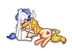 Size: 790x560 | Tagged: explicit, artist:unousaya, applejack, rarity, alternate hairstyle, blowjob, colt, dead source, elusive, female, foal, foalcon, g4, imported from derpibooru, male, oral, rule 63, ship:elusivejack, ship:rarijack, shipping, softcore, straight, traditional art, younger