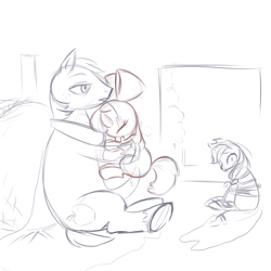 Size: 1000x1000 | Tagged: explicit, grimdark, apple bloom, applejack, applecest, artist needed, barn, big macintosh, crying, earth pony, eyes closed, foalcon, g4, genitals, imported from derpibooru, incest, male, monochrome, nudity, open mouth, penis, pony, rape, rope, sex, sitting, stallion, straight, tied up, underhoof, wide eyes