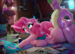 Size: 3840x2800 | Tagged: explicit, artist:hooves-art, pinkie pie, spike, twilight sparkle, 3d, 4k, age difference, ahegao, anthro, balloonbutt, banned from derpibooru, barefoot, baseball bat, bedroom, belly, belly button, blender, blushing, bottomless, bracelet, breasts, busty pinkie pie, busty twilight sparkle, butt, caught, cervical contact, cervix, clothed female nude male, clothes, commission, creampie, cum, cumming, d20, dice, door, dragon, dragon dick, dragon on anthro action, drool, dungeons and dragons, duo focus, ear piercing, earring, earth pony, exposed breasts, eyes closed, eyes rolling back, feet, female, floating heart, g4, genitals, grin, gritted teeth, hand on leg, heart, high res, holding legs, horny, implied vaginal, imported from twibooru, indoors, internal cumshot, interspecies, jewelry, looking pleasured, male, moaning, moaning in pleasure, nail bat, nipples, nudity, obscured penetration, offscreen character, offscreen female, ogres and oubliettes, older, older spike, on floor, open mouth, orgasm, partial nudity, pen and paper rpg, penis, piercing, pillow, pinkiespike, plantigrade anthro, pleasure, prone, rpg, sex, shipping, shotacon, smiling, speed bump position, straight, straight shota, teeth, the ass was fat, this will end in pain and/or death, this will not end well, tongue out, trio, underage, x-ray