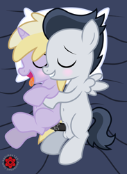 Size: 1765x2407 | Tagged: explicit, artist:sasukex125, balls, bed, belly button, blushing, colt, cuddling, cute, cute porn, dinky hooves, eyes closed, female, filly, foal, foalcon, g4, imported from derpibooru, lip bite, male, nudity, pegasus, penis, pillow, pony, rumble, rumbledink, sex, shipping, show accurate, show accurate porn, snuggling, straight, tongue out, unicorn, vaginal, vaginal secretions, wingboner