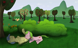 Size: 3840x2400 | Tagged: explicit, artist:jdnehberefncuhn, applejack, anus, apple family member, apple flora, blushing, bush, collar, confused, cunnilingus, dog, duo, duo female, duo focus, earth pony, female, filly, filly on filly, foal, foalcon, g4, high res, hooves up, imported from derpibooru, incest, leash, lesbian, mare, nudity, oral, pet play, pony, pony on pony action, question mark, sex, ship:floratooth, shipping, spread legs, spreading, stealth sex, sweet apple acres, sweet tooth, vulva, winona