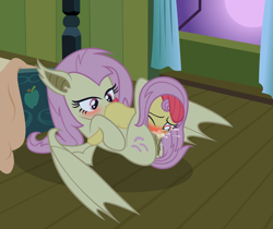 Size: 4752x3992 | Tagged: explicit, artist:badumsquish, apple bloom, fluttershy, 69 position, anus, bat pony, bed, blank flank, blushing, cunnilingus, dark genitals, derpibooru exclusive, dubious consent, earth pony, facial, female, female orgasm, filly, flutterbat, foal, foalcon, forced, g4, helpless, holding head, imported from derpibooru, lesbian, lying down, lying on top of someone, mare on filly, moon, nudity, on back, oral, orgasm, ponut, pony, prehensile tail, race swap, sex, ship:flutterbloom, shipping, show accurate, show accurate porn, spread wings, squirting, squirting in mouth, tail hold, vaginal orgasm, vaginal secretions, vaginal secretions in mouth, vulva, window, wings, wink