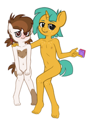 Size: 2600x3600 | Tagged: explicit, artist:deserter, anthro, blushing, breasts, colored, colored sketch, condom, crossed legs, delicious flat chest, female, imminent sex, imported from twibooru, lolicon, looking at you, nipples, nudity, pipi, pipsqueak, plantigrade anthro, rule 63, simple background, sketch, snails, spice, transparent background, underage, vulva