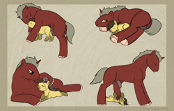 Size: 2500x1589 | Tagged: explicit, artist:clippypony, oc, oc:clippy, oc:risky lottery, abdominal bulge, anal, asphyxiation, balls, choking, crying, cuddling, cum, cum on hair, earth pony, female, filly, foal, foalcon, from behind, imported from derpibooru, male, nudity, oc only, penis, pissing, pony, size difference, snuggling, stallion, stallion on filly, stomping, straight, unicorn, urine, watersports