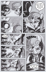 Size: 792x1224 | Tagged: explicit, artist:jaxonian, spike, sweetie belle, blowjob, comic, dragon, duo, duo male and female, female, foalcon, g4, hemipenis, horn, imported from derpibooru, male, moaning, monochrome, nudity, oral, penis, pony, ship:spikebelle, shipping, straight, sweetie do well, traditional art, unicorn, wingless spike
